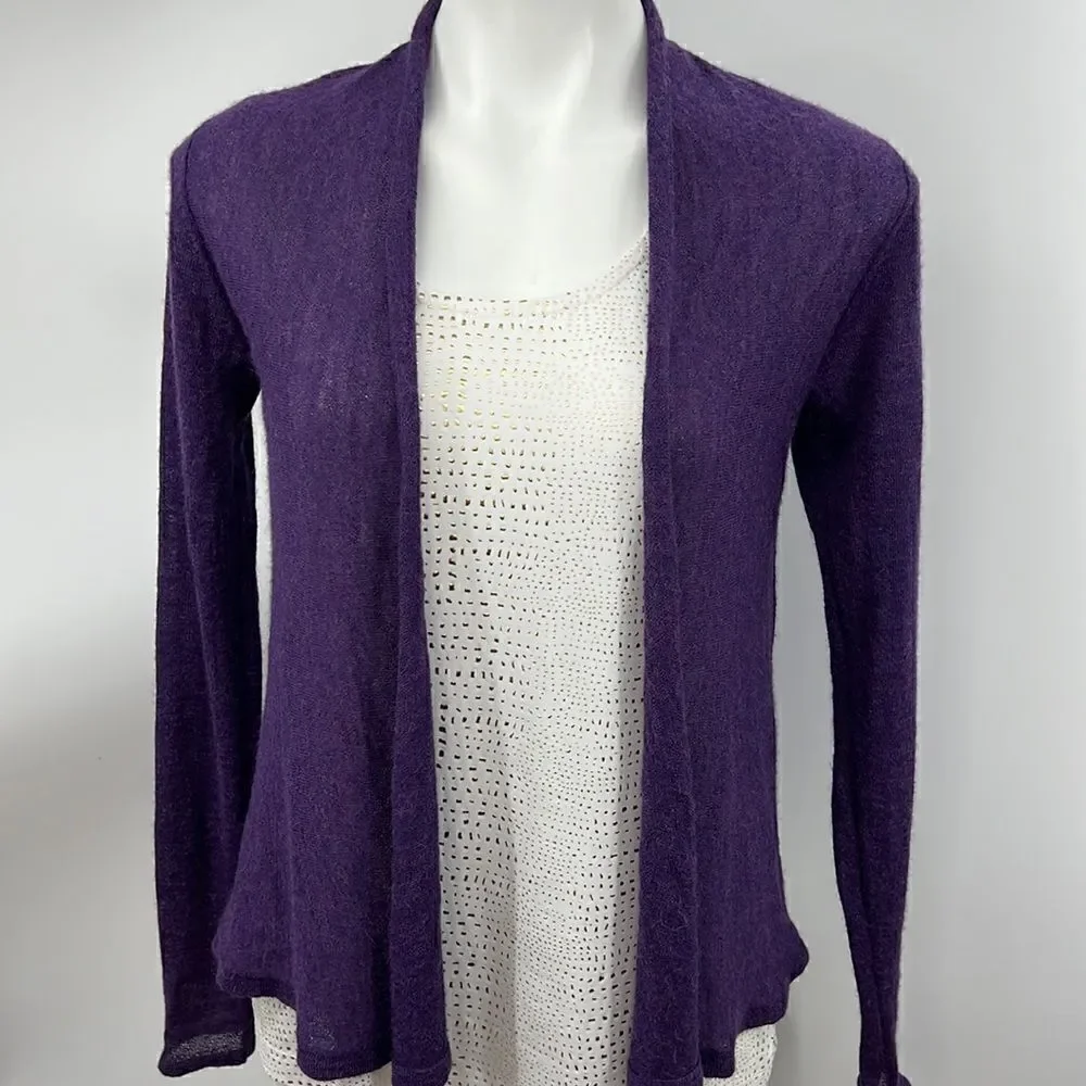 Eileen Fisher 100% baby alpaca XS purple lightweight cardigan